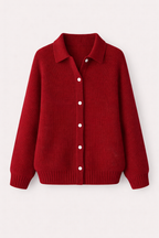 Women's Collared Knit Cardigan | Button-Through Shirt Collar Jumper | Casual & Everyday Wear