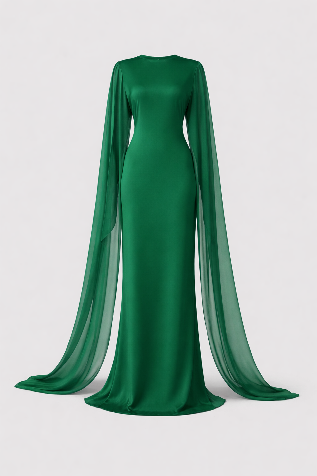 Alecia Women's Cape Sleeve Kaftan Maxi Dress | Satin Occasion Gown | Wedding Guest & Modest Wear