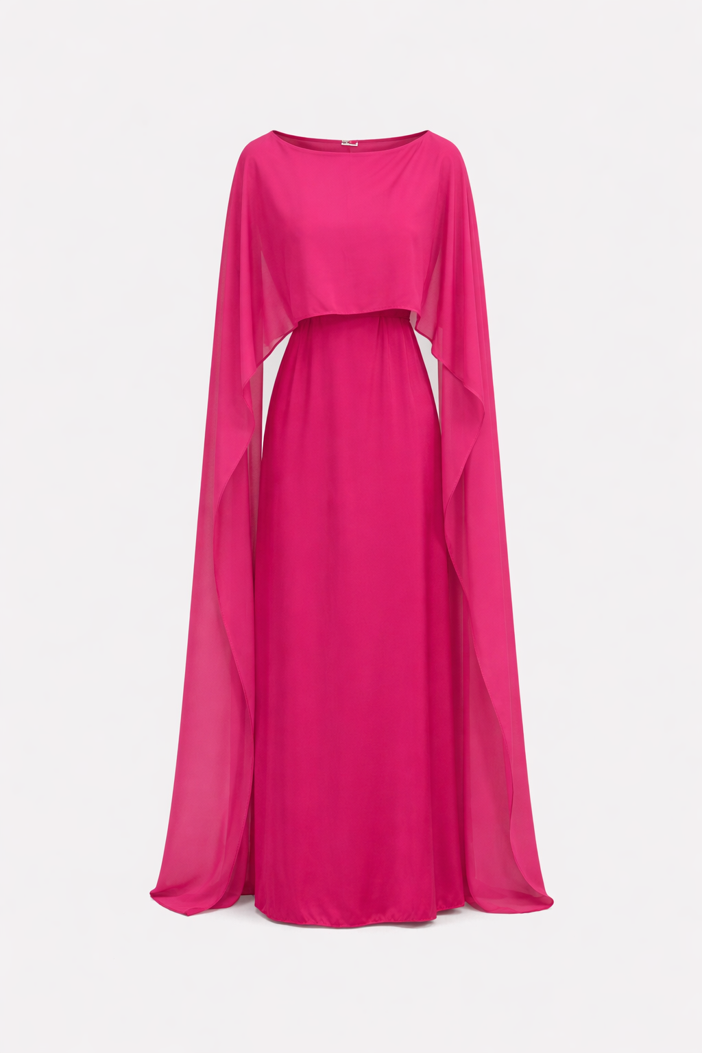 Alecia Women's Cape Sleeve Kaftan Maxi Dress | Satin Occasion Gown | Wedding Guest & Modest Wear