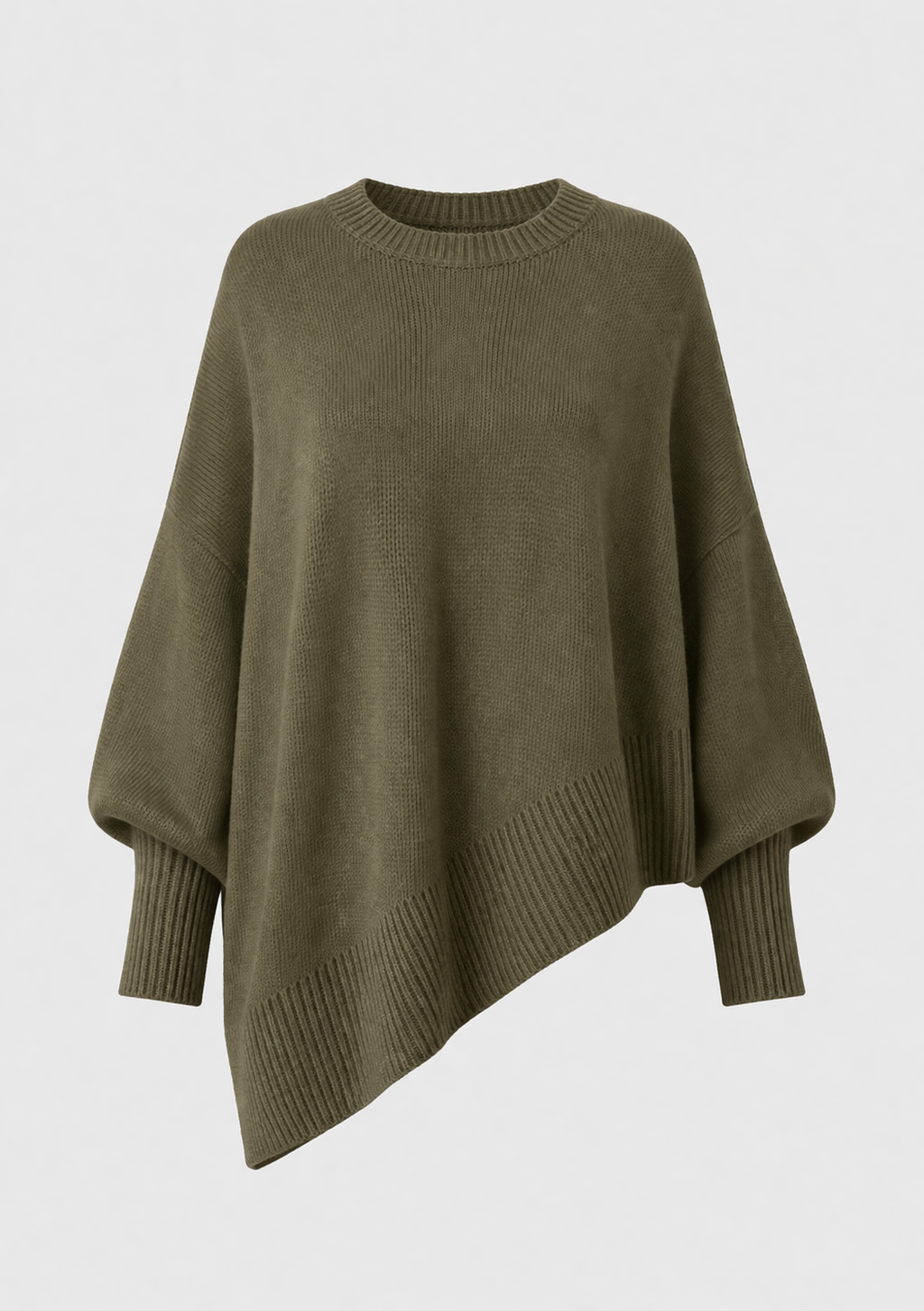 Women's Oversized Batwing Knit Jumper | Asymmetric Hem Cashmere Blend Pullover | Smart Casual Knitwear