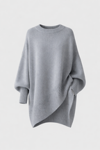 Women's Oversized Batwing Knit Jumper | Asymmetric Hem Cashmere Blend Pullover | Smart Casual Knitwear