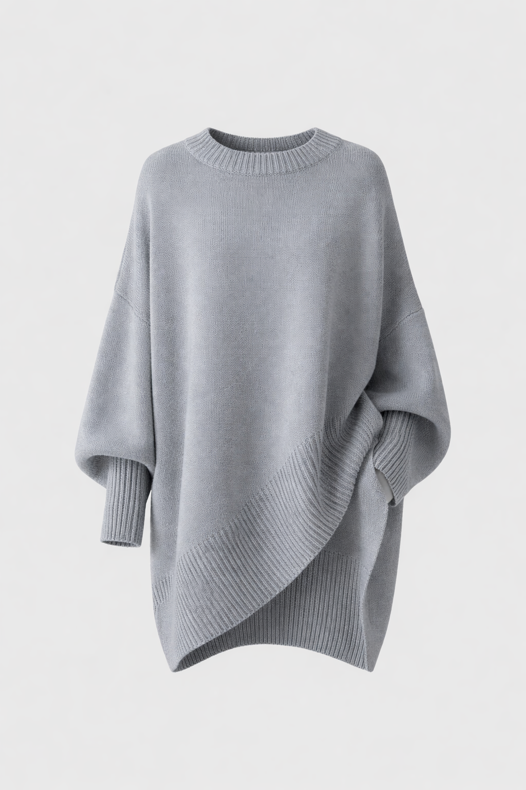 Women's Oversized Batwing Knit Jumper | Asymmetric Hem Cashmere Blend Pullover | Smart Casual Knitwear