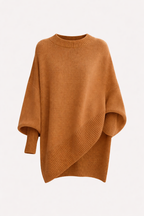 Women's Oversized Batwing Knit Jumper | Asymmetric Hem Cashmere Blend Pullover | Smart Casual Knitwear