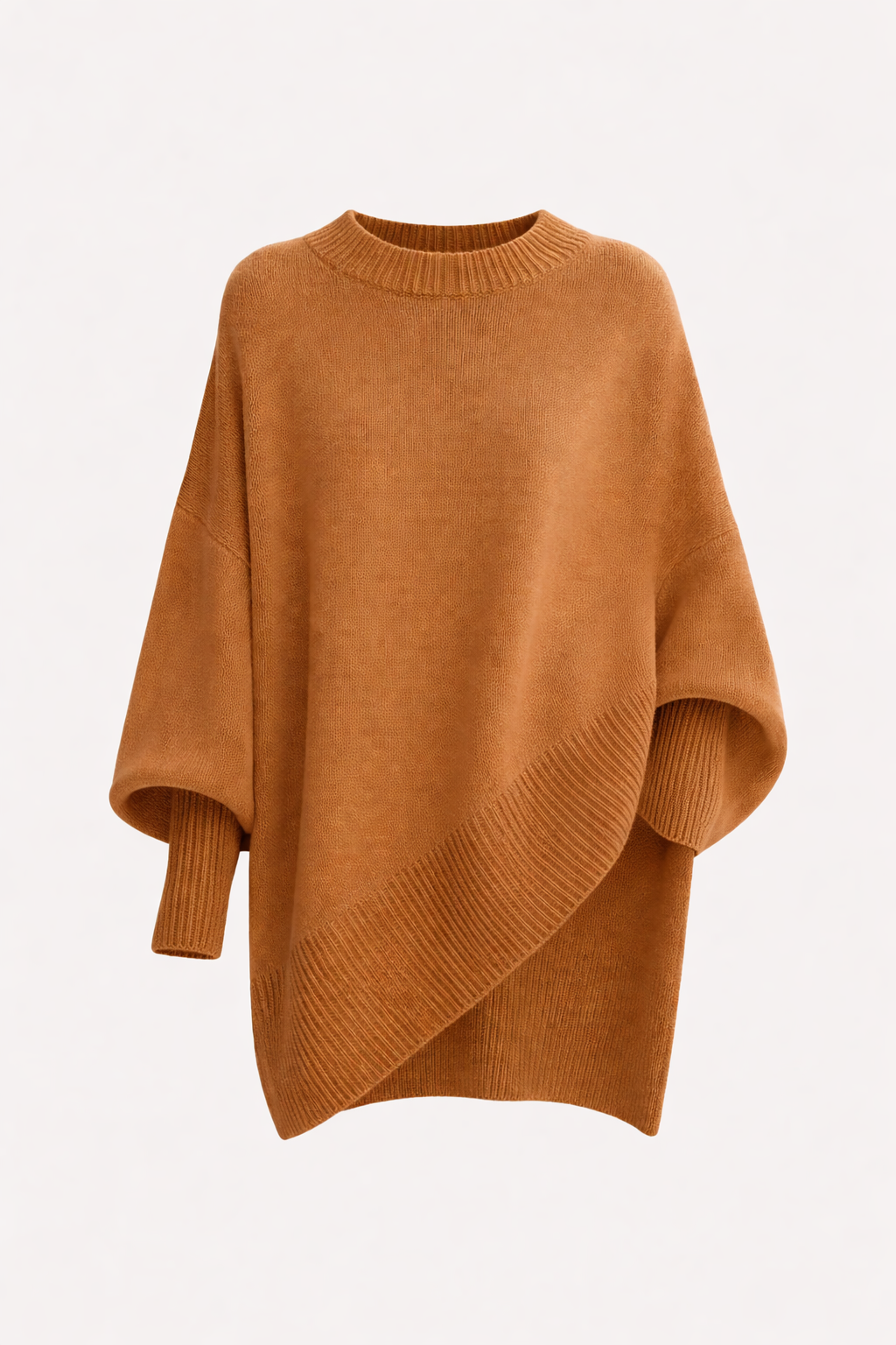 Women's Oversized Batwing Knit Jumper | Asymmetric Hem Cashmere Blend Pullover | Smart Casual Knitwear
