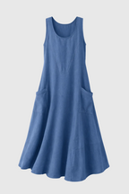 Celestina Women's Linen Midi Dress | Elegant Casual Linen Dress for Women | Breathable Everyday Summer & Smart Casual Style