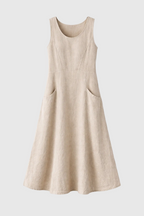 Celestina Women's Linen Midi Dress | Elegant Casual Linen Dress for Women | Breathable Everyday Summer & Smart Casual Style