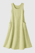 Celestina Women's Linen Midi Dress | Elegant Casual Linen Dress for Women | Breathable Everyday Summer & Smart Casual Style