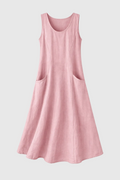 Celestina Women's Linen Midi Dress | Elegant Casual Linen Dress for Women | Breathable Everyday Summer & Smart Casual Style