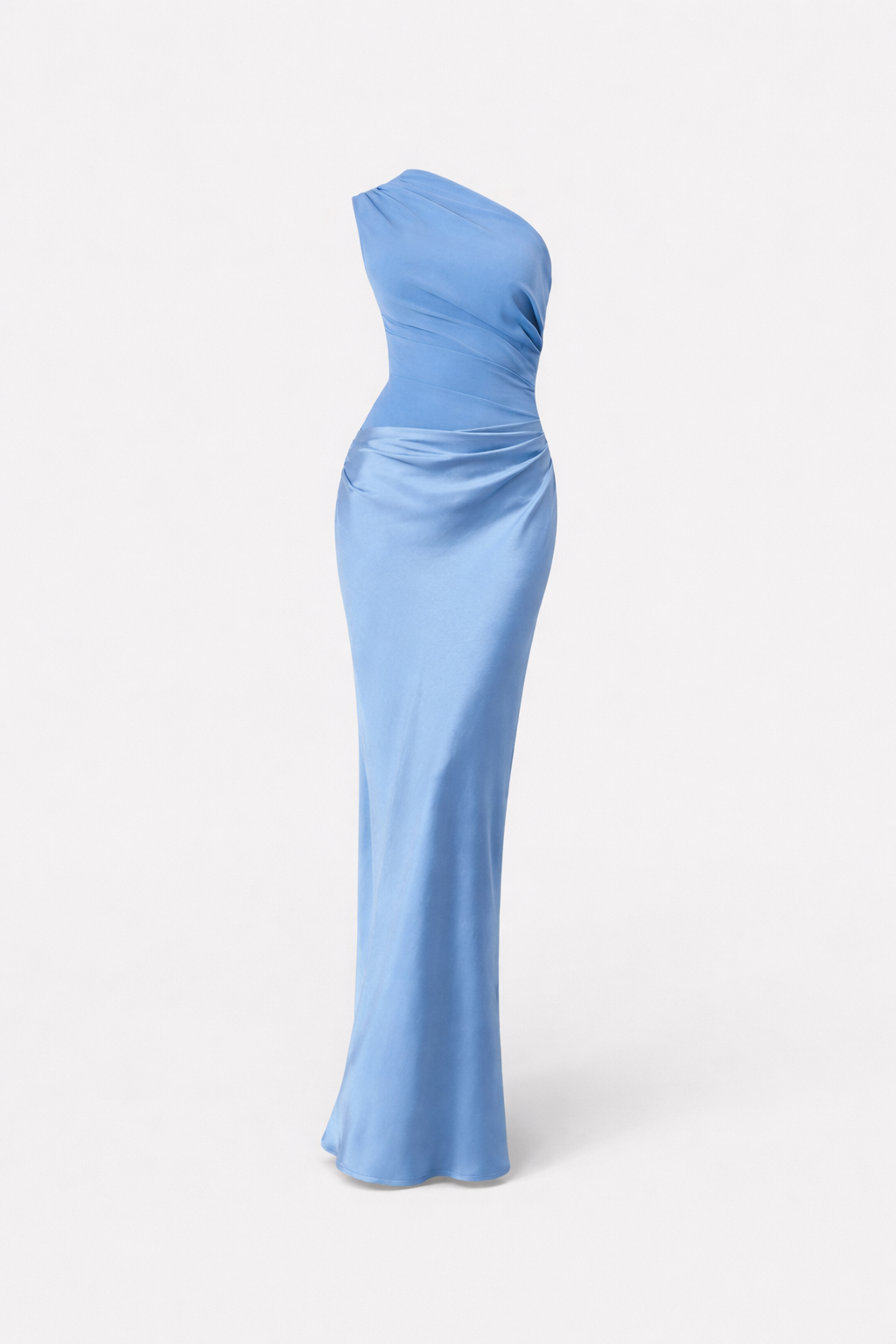 Zafira Women's One Shoulder Colour Block Maxi Dress | Satin Going Out Occasion Gown | Evening & Smart Casual