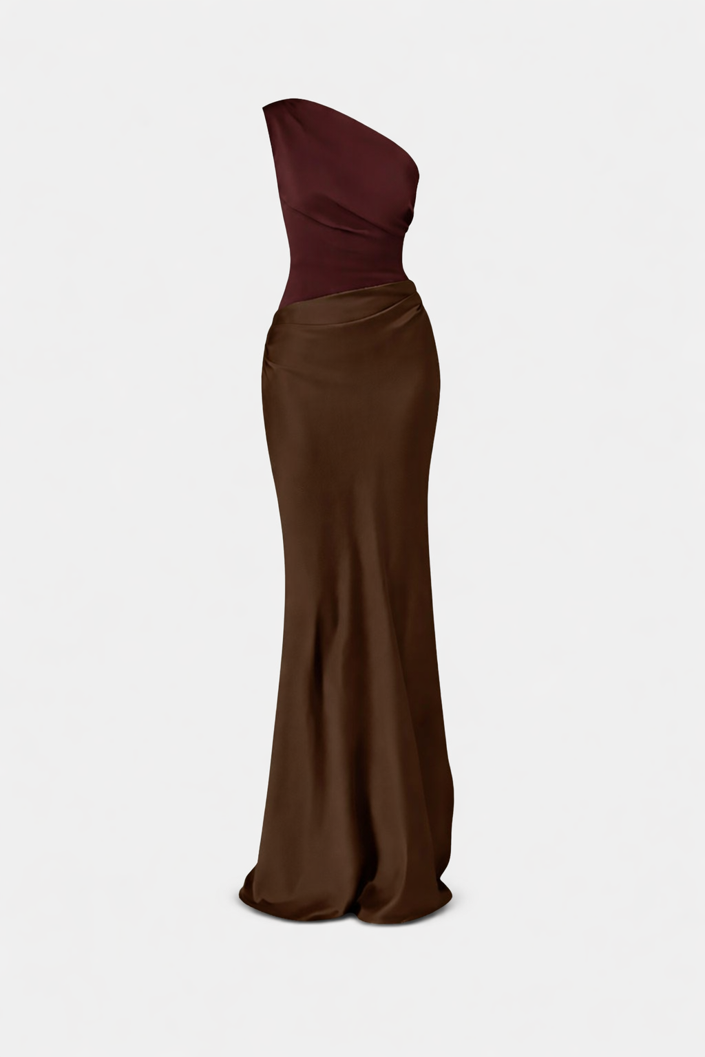 Zafira Women's One Shoulder Colour Block Maxi Dress | Satin Going Out Occasion Gown | Evening & Smart Casual