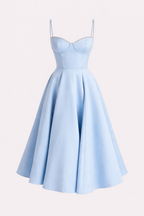 Celestina Women's Corset Bustier Full Skirt Midi Dress | Lace Trim Tea Length Occasion Dress | Evening & Going Out