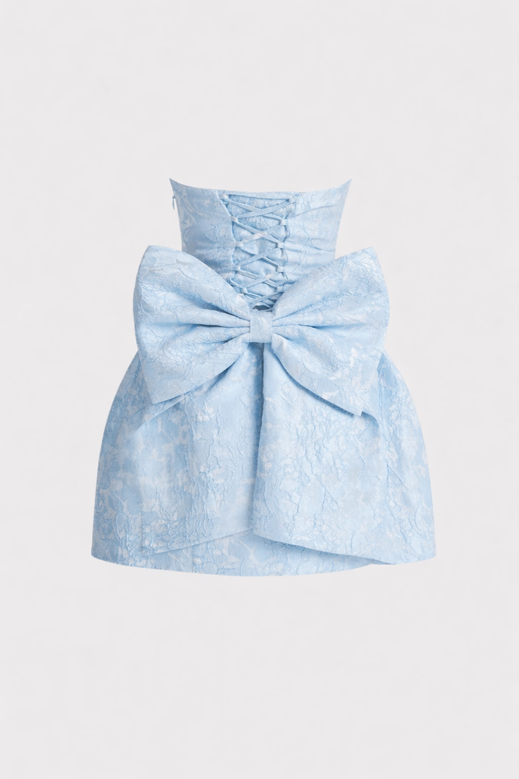 Celavie Women's Jacquard Mini Dress | Strapless Bow Wedding Guest Dress | Party & Occasion Wear