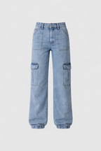 Chia Women's Cargo Jeans | Wide Leg Utility Denim | Casual Streetwear Everyday Jean