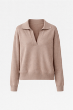 Leonore Women's Collared V-Neck Jumper | Soft Knit Polo Collar Sweater | Smart Casual Knitwear