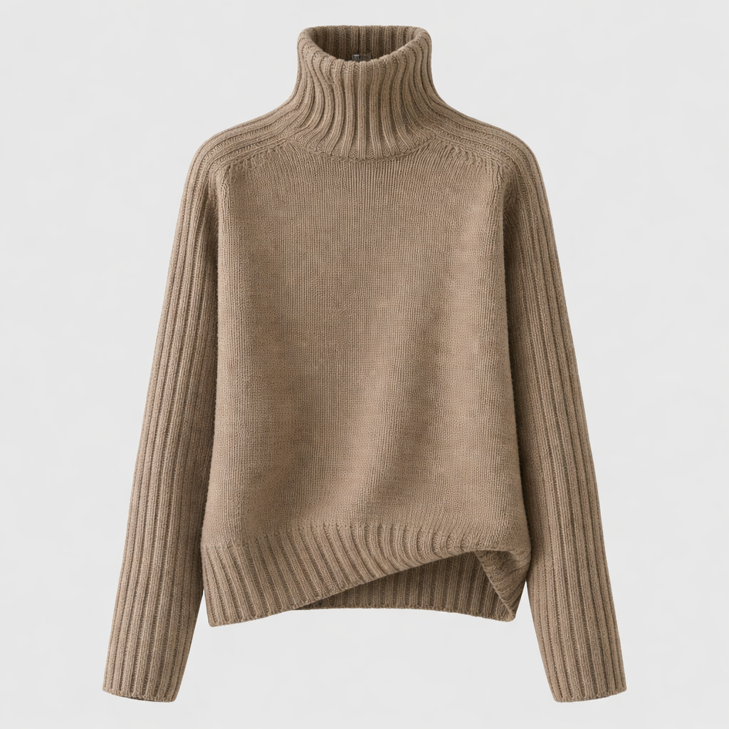 Aniston Women's Oversized Ribbed Turtleneck Jumper | Chunky Knit Roll Neck | Everyday Knitwear