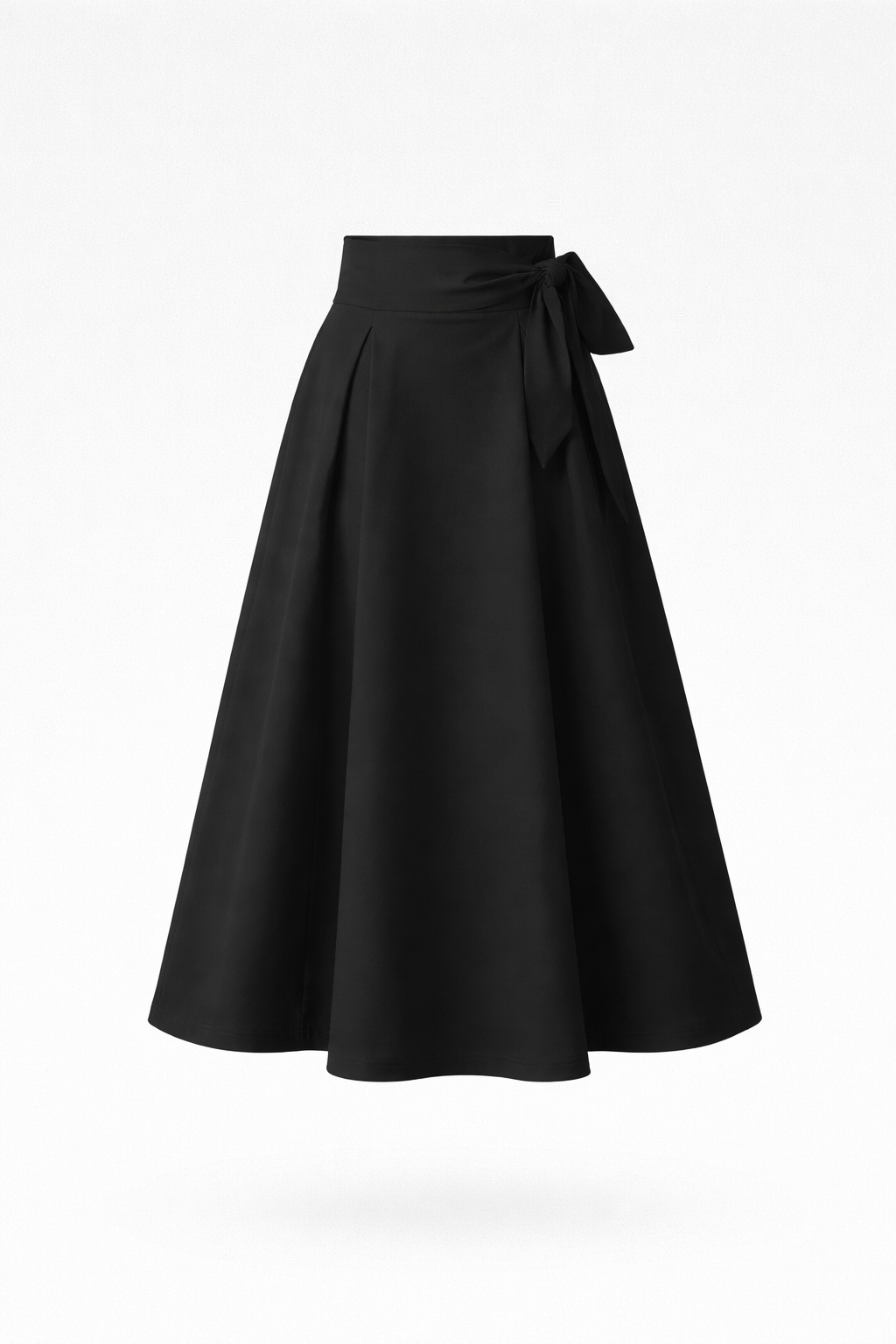 Chantel Women's High Waist Midi Skirt | Pleated A-Line Bow Detail | Smart Casual Statement Skirt