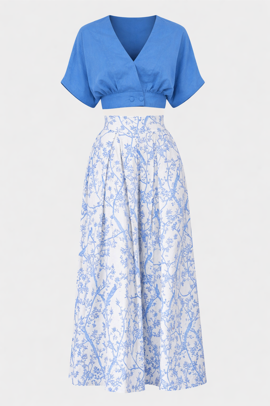 Layan Women's Printed Wide Leg Trouser Co-Ord Set | Botanical Two Piece | Holiday & Occasion Wear