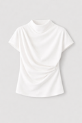 Rubie Women's Draped Mock Neck Top | Ruched Asymmetric Everyday Top | Smart Casual & Going Out