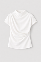 Rubie Women's Draped Mock Neck Top | Ruched Asymmetric Everyday Top | Smart Casual & Going Out