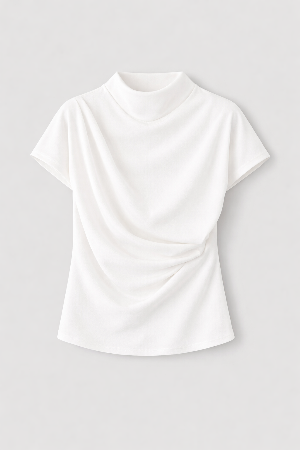 Rubie Women's Draped Mock Neck Top | Ruched Asymmetric Everyday Top | Smart Casual & Going Out