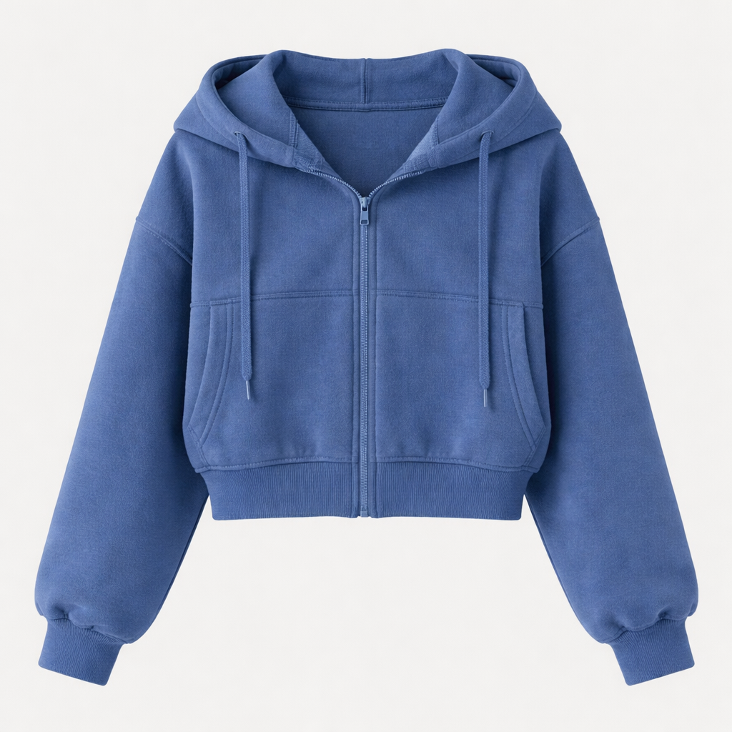 Deanne Women's Cropped Zip Up Hoodie | Oversized Fleece Crop Hoodie | Casual Streetwear Everyday