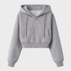Deanne Women's Cropped Zip Up Hoodie | Oversized Fleece Crop Hoodie | Casual Streetwear Everyday