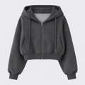 Deanne Women's Cropped Zip Up Hoodie | Oversized Fleece Crop Hoodie | Casual Streetwear Everyday
