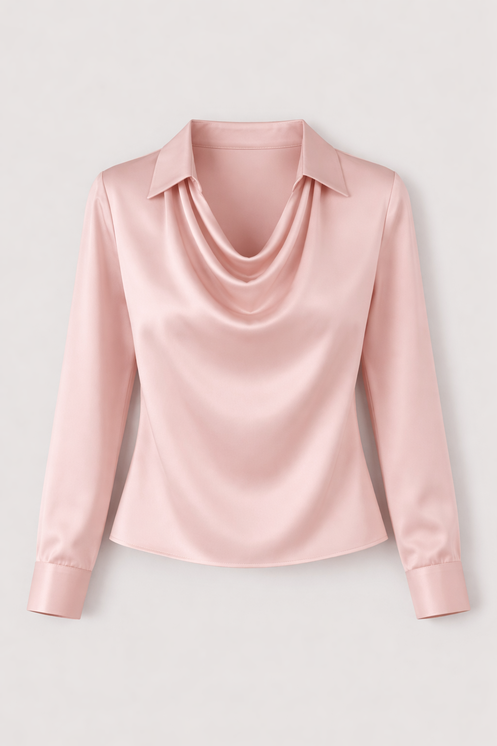 Janene Women's Satin Cowl Drape Blouse | Collared Waterfall Neck Top | Smart Workwear & Going Out