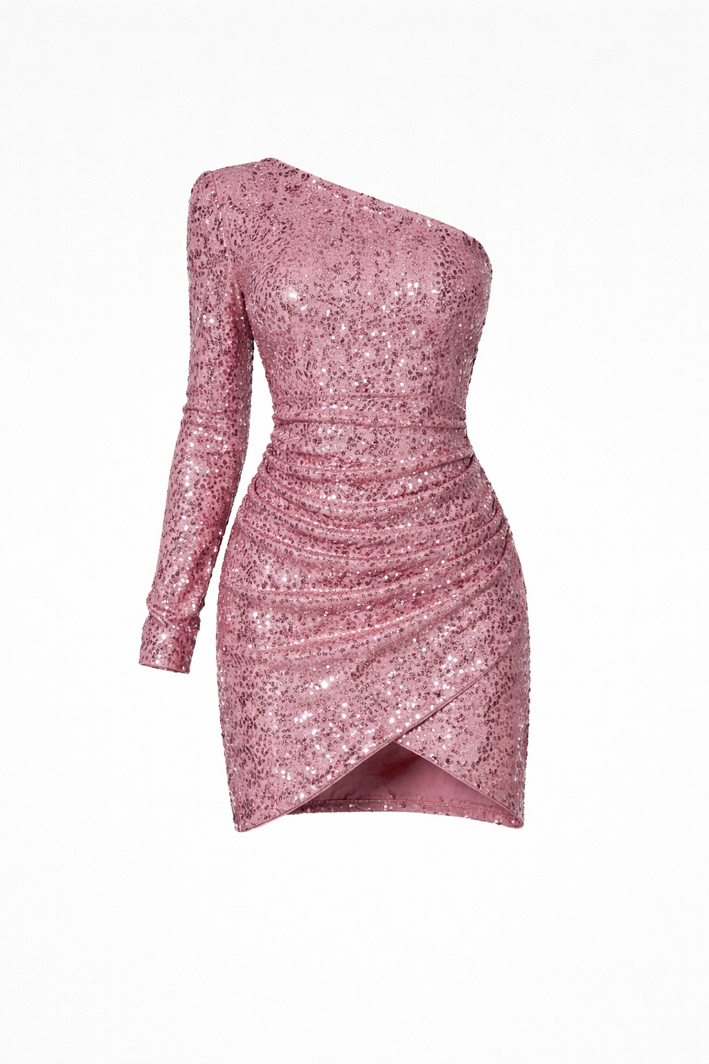Elara Women's One Shoulder Sequin Mini Dress | Ruched Bodycon Party Dress | Going Out & Night Out