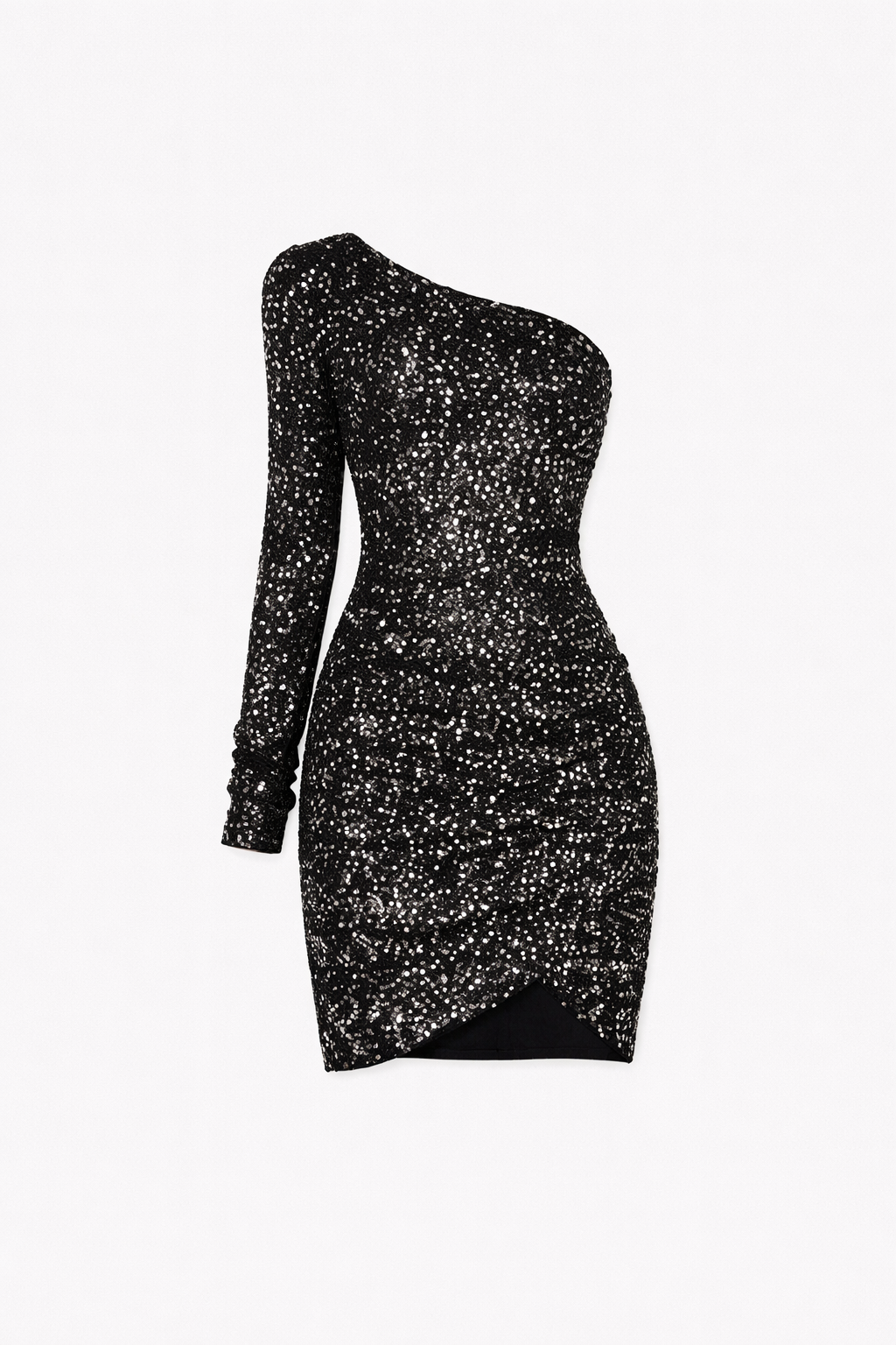 Elara Women's One Shoulder Sequin Mini Dress | Ruched Bodycon Party Dress | Going Out & Night Out