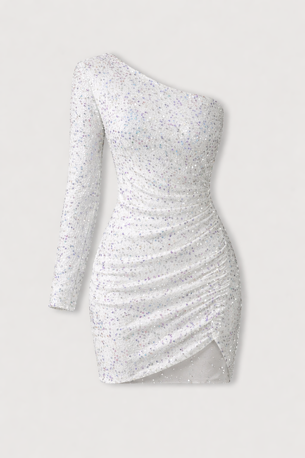 Elara Women's One Shoulder Sequin Mini Dress | Ruched Bodycon Party Dress | Going Out & Night Out