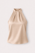 Elara Women's Satin Halter Neck Top | Draped Cowl Halterneck Blouse | Going Out & Evening Top