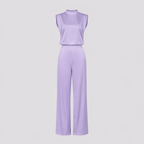 Aeris Women's Backless Satin Jumpsuit | Mock Neck Wide Leg Open Back | Going Out & Occasion Wear