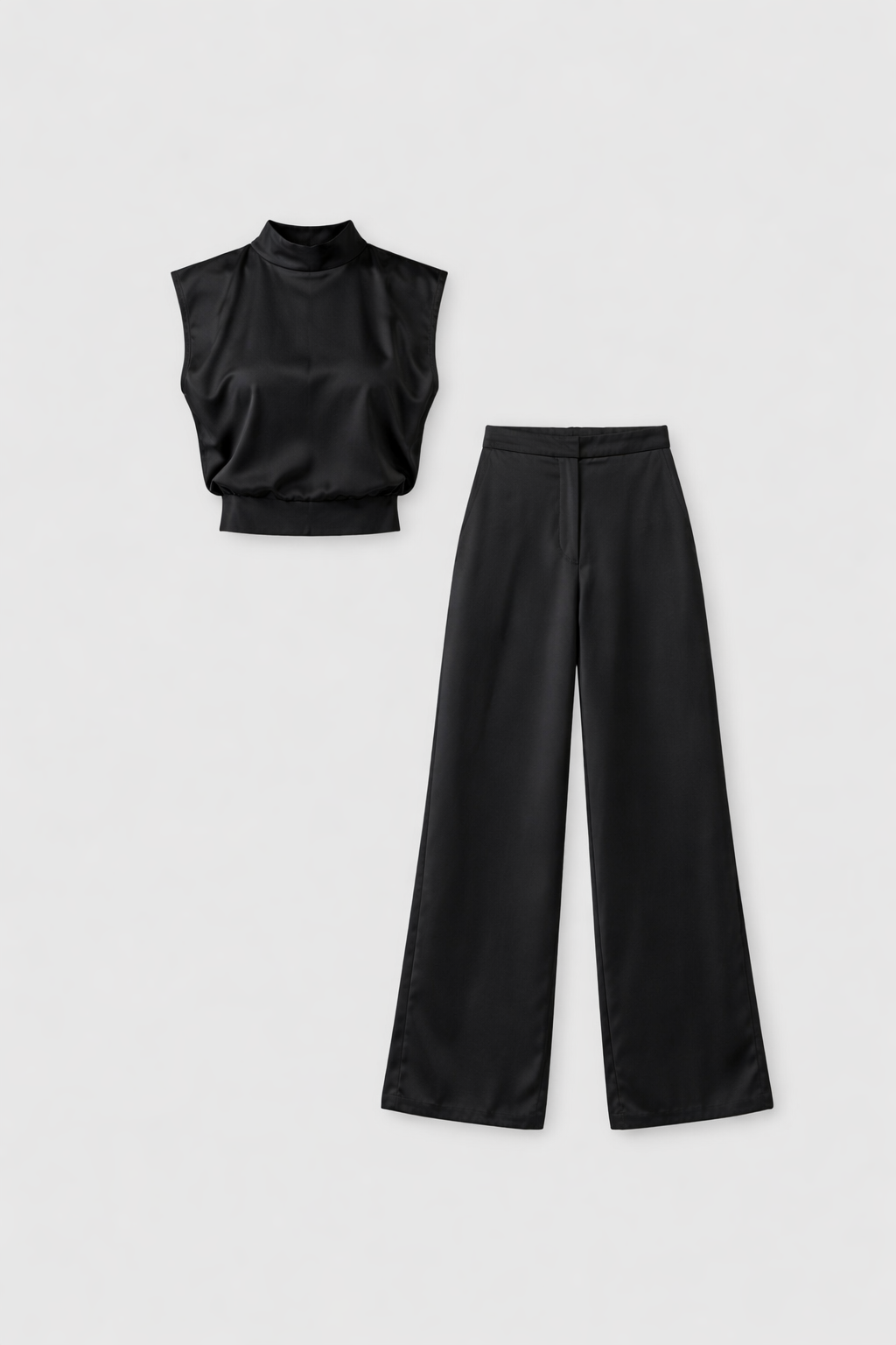 Aeris Women's Backless Satin Jumpsuit | Mock Neck Wide Leg Open Back | Going Out & Occasion Wear