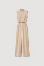 Aeris Women's Backless Satin Jumpsuit | Mock Neck Wide Leg Open Back | Going Out & Occasion Wear