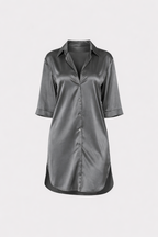 Noella Women's Satin Sleep Shirt | Luxury Nightshirt Loungewear | Silk Feel Sleepwear Nightdress