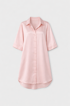 Noella Women's Satin Sleep Shirt | Luxury Nightshirt Loungewear | Silk Feel Sleepwear Nightdress
