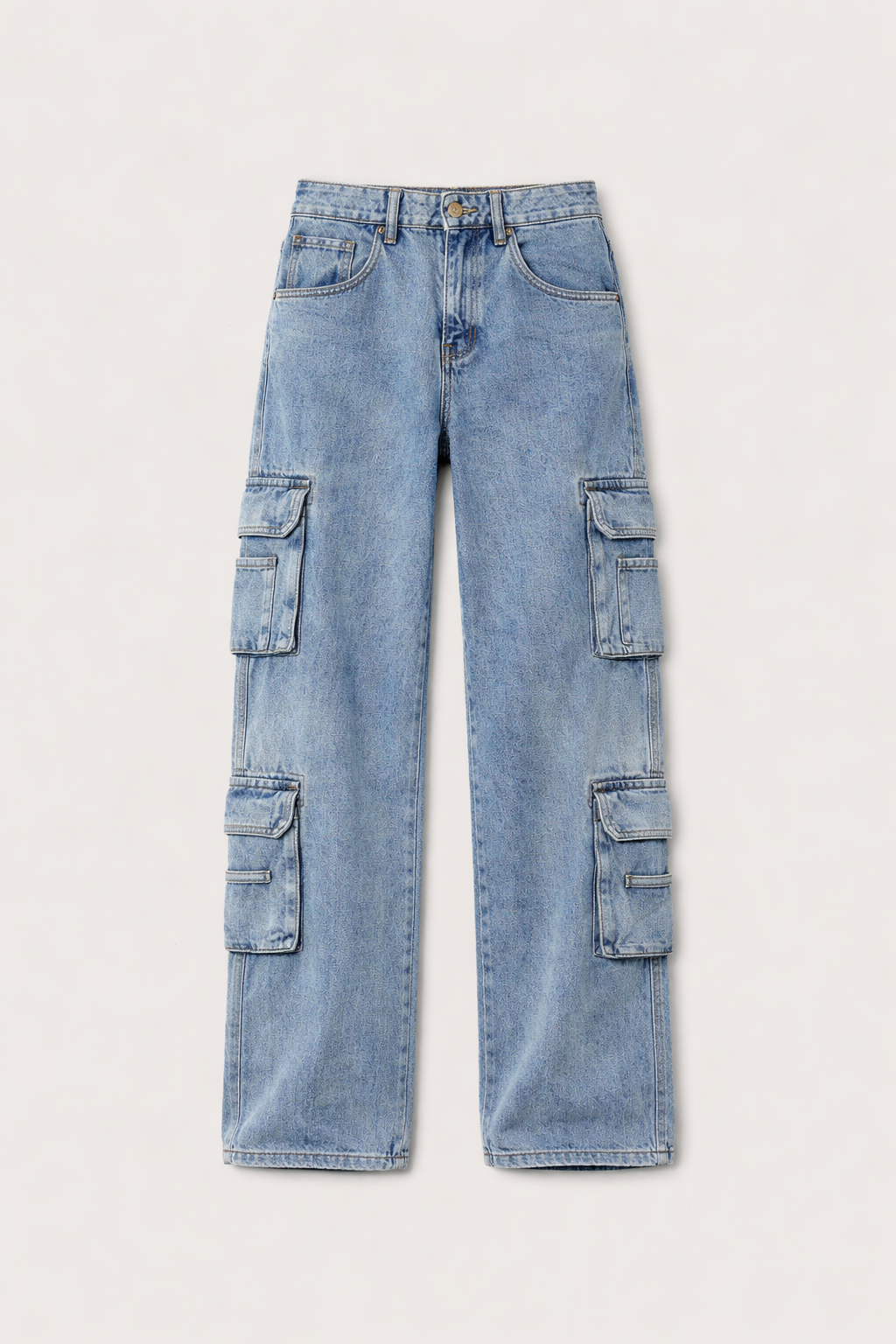 Lena Women's Multi-Pocket Cargo Jeans | Wide Leg Utility Denim | Casual Streetwear Everyday Jean