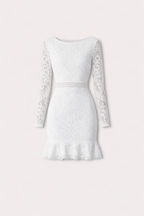 Beatriz Women's Lace Mini Dress | Long Sleeve Ruffle Hem Party Dress | Going Out & Occasion Wear
