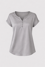 Danique Women's Satin Cowl Neck Top | Draped Button Detail Blouse | Smart Casual Everyday Top