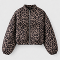 Fleur Women's Leopard Print Bomber Jacket | Animal Print Casual Outerwear | Everyday Streetwear