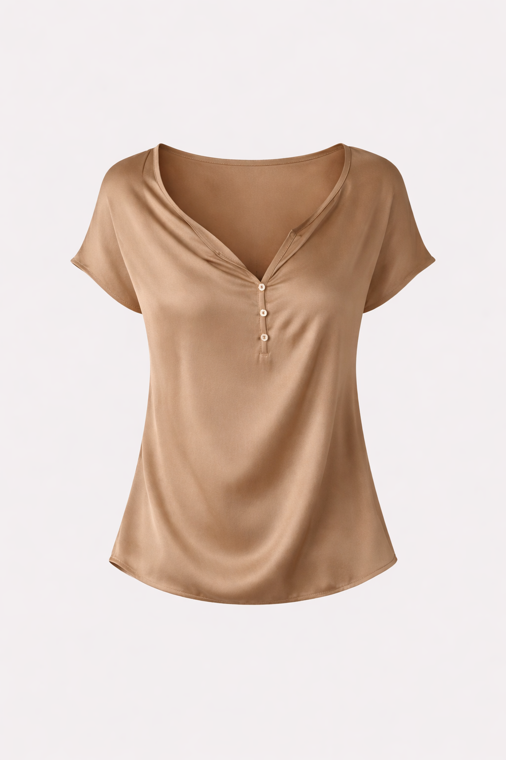 Danique Women's Satin Cowl Neck Top | Draped Button Detail Blouse | Smart Casual Everyday Top