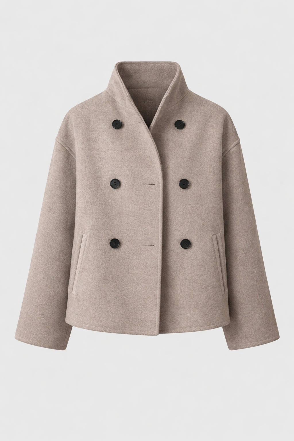 Susanne Women's Short Double Breasted Coat | Wool Blend Cropped Pea Coat | Smart Casual Outerwear