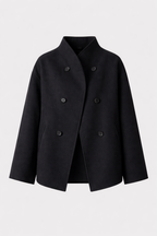 Susanne Women's Short Double Breasted Coat | Wool Blend Cropped Pea Coat | Smart Casual Outerwear