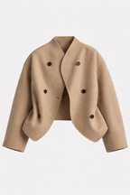 Susanne Women's Short Double Breasted Coat | Wool Blend Cropped Pea Coat | Smart Casual Outerwear