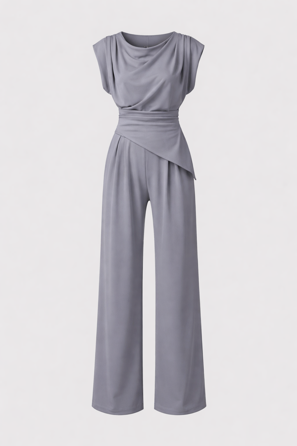 Arlette Women's Draped Shoulder Wide Leg Trouser Co-Ord Set | Two Piece Occasion Wear | Smart Elegant