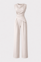 Arlette Women's Draped Shoulder Wide Leg Trouser Co-Ord Set | Two Piece Occasion Wear | Smart Elegant