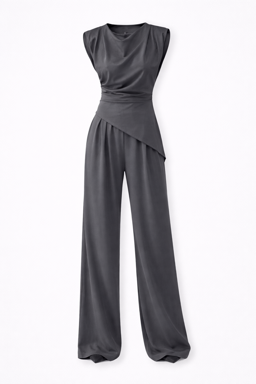 Arlette Women's Draped Shoulder Wide Leg Trouser Co-Ord Set | Two Piece Occasion Wear | Smart Elegant