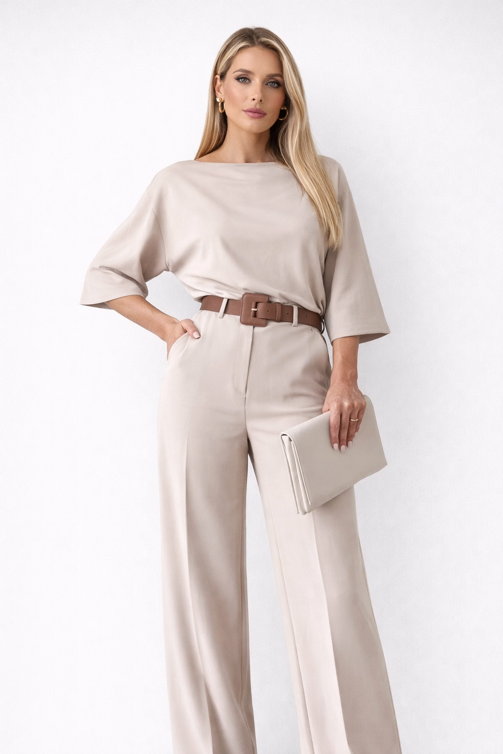Ariana Women's Wide Leg Trouser Co-Ord Set | Satin Batwing Two Piece | Smart Casual & Occasion Wear
