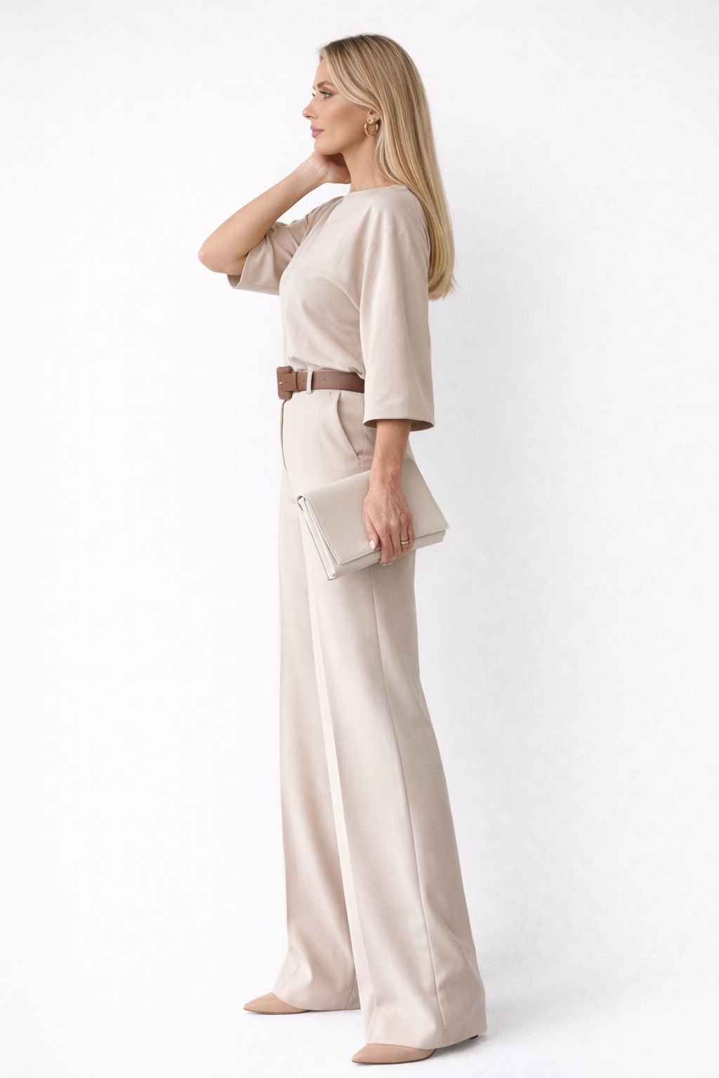 Ariana Women's Wide Leg Trouser Co-Ord Set | Satin Batwing Two Piece | Smart Casual & Occasion Wear